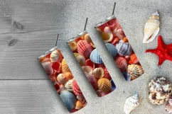 3D Seashells Beach 20oz Skinny Tumbler Sublimation Design Product Image 6