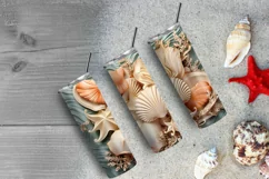 3D Seashells Beach 20oz Skinny Tumbler, 3D Beach Tumbler Product Image 6