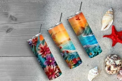 3D Sunrise Beach 20 oz Skinny Tumbler Sublimation Product Image 6