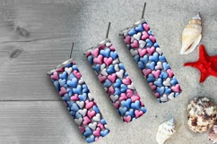 3D Hearts 20 oz Skinny Tumbler Sublimation Design, Heart PNG Product Image 6