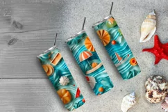 3D Summer Tumbler Wrap, 20oz Skinny Sublimation Designs PNG Product Image 6