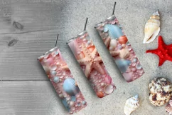 3D Starfish and Seashells 20 oz Skinny Tumbler Sublimation Product Image 6