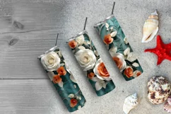 3D Beautiful Roses 20 oz Skinny Tumbler Sublimation Design Product Image 6