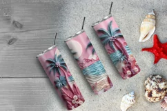 3D Beach Tumbler Sublimation Design, 3d Tumbler Wrap Product Image 6