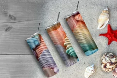 3D Seashells Beach 20oz Skinny Tumbler, 3D Beach Tumbler Product Image 6