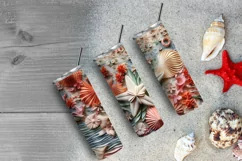 3D Starfish and Seashells 20 oz Skinny Tumbler Sublimation Product Image 6
