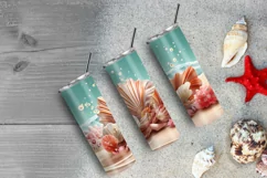 3D Seashells Beach 20oz Skinny Tumbler Sublimation Design Product Image 5