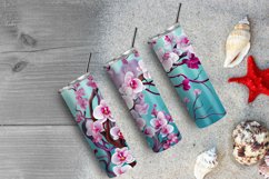 3D Orchid Flowers 20 oz Skinny Tumbler Sublimation Design Product Image 6