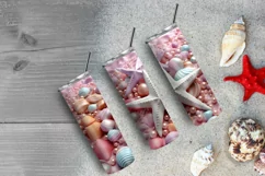 3D Starfish and Seashells 20 oz Skinny Tumbler Sublimation Product Image 6