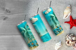 3D Beach 20 oz Skinny Tumbler Sublimation, 3d Tumbler Png Product Image 6