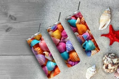 3D Seashells Beach 20oz Skinny Tumbler Sublimation Design Product Image 6