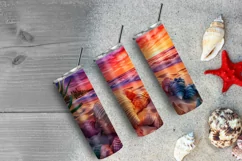 Sunset Beach 20 oz Skinny Tumbler Design, 3d Tumbler Wrap Product Image 6