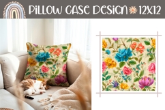 Vintage Pillow Design, Cartoon Flowers Pillow Case PNG Product Image 1