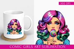 Comic Girls Art clipart, Pop-Art Girls sublimation Product Image 1