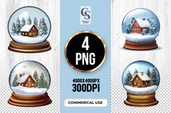 Snow Globe Winter Cabin Clipart Sublimation PNG Product Image 1