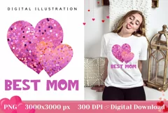 Best Mom T-Shirt Design, Valentine's Day Clipart PNG Product Image 1