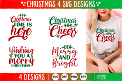 4 Christmas SVG Designs, Christmas SVG Cut file design Product Image 1