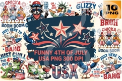 Funny 4th of July USA PNG - 10 Designs Product Image 1