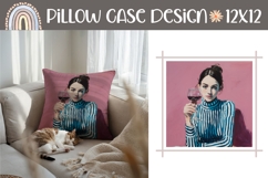 Summer Girl Pillow Design, Pink Pillow Template Product Image 1