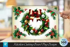 Holiday Wreath Vintage Charm Cutting Board PNG Design Product Image 1