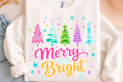 Neon Merry &amp; Bright Christmas Trees PNG Product Image 1