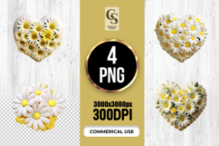 Daisy Flower Heart Clipart Sublimation PNG Product Image 1