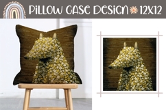 Floral Wolf Pillow Design, Cartoon Flowers Pillow PNG Product Image 1