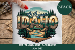 Idaho State PNG, Vintage Mountain River Elk Sublimation Product Image 1