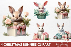 Chirstmas Bunnies Clipart PNG Product Image 1