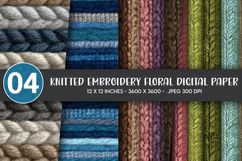 Knitted Embroidery Floral Digital Paper Product Image 1
