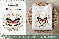 Butterfly Illustration, Floral Illustration Product Image 1
