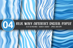 Blue Wavy Abstract Digital Paper Product Image 1
