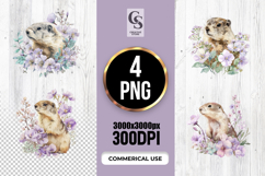 Watercolor Prairie Dog Floral Clipart Sublimation PNG Product Image 1
