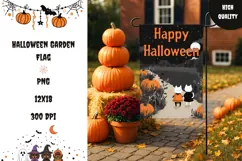 Cartoon Cats Garden Flag Design, Halloween Garden Flag Product Image 1