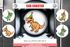 Car Coaster Party Hat Dino Product Image 1