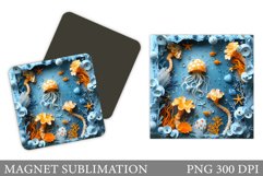 Jellyfish Magnet Sublimation. Sea Magnet Design Product Image 1
