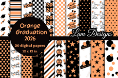 Graduation 2026 orange digital papers Product Image 1