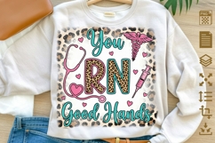You RN Good Hands Leopard Frame PNG, Cute Nurse Sublimation Product Image 2