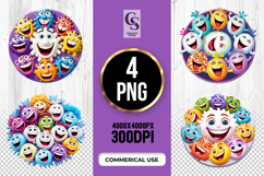 Colorful Funny Emoji Faces Clipart Sublimation PNG Product Image 1