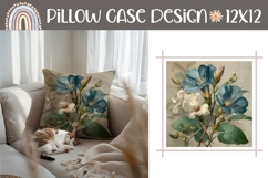 Summer Pillow Design, Blue Flowers Pillow Sublimation Product Image 1