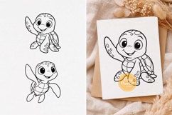 Cute Sea Turtle svg, Baby Turtle Clipart, Waving Sea Turtle Product Image 1