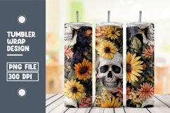 Skull and flower watercolor tumbler wrap sublimation Product Image 1