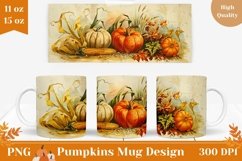 Vintage Pumpkins Mug, Harvest Pumpkin Mug Sublimation Product Image 1