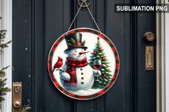 Red Plaid Snowman Round Sign | Round Sublimation Design PNG Product Image 1