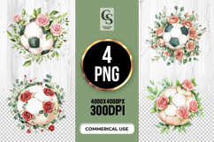 Floral Soccer Ball Art Clipart Sublimation PNG Product Image 1