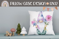 Watercolor Gnome Pillow, Floral Pillow Sublimation Product Image 1