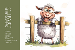 Grumpy Sheep watercolor clipart sublimation Product Image 1