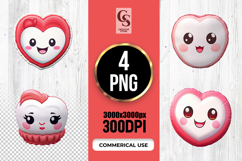 Cute Smiling Heart Face Clipart Sublimation PNG Product Image 1