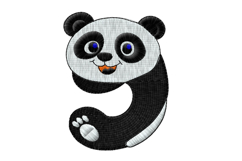 Cute Panda Number 9 Digital Embroidery Product Image 1