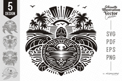 Tropical Sea Turtle Silhouette Vector Bundle Product Image 1